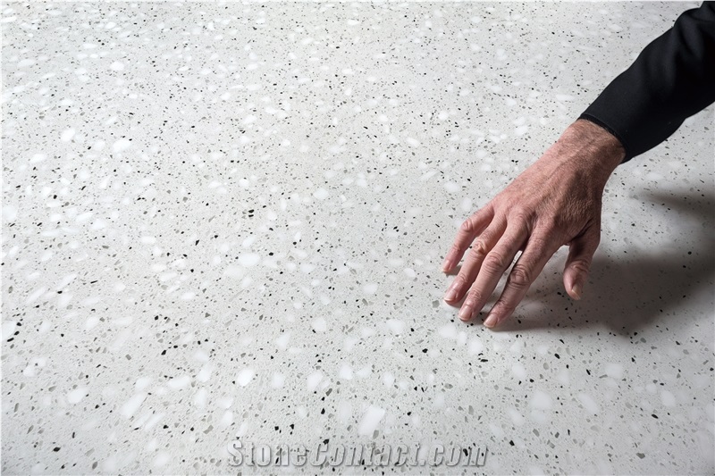 China FTK2003 Pearl White Terrazzo Polished Slabs & Tiles