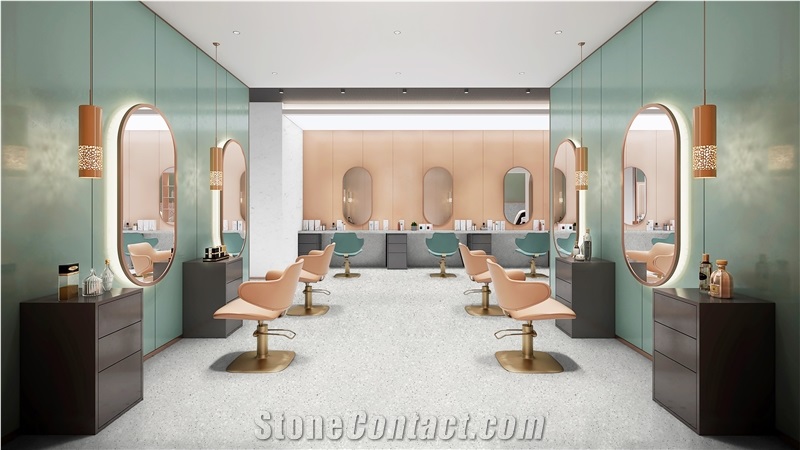 China FTK2003 Pearl White Terrazzo Polished Slabs & Tiles