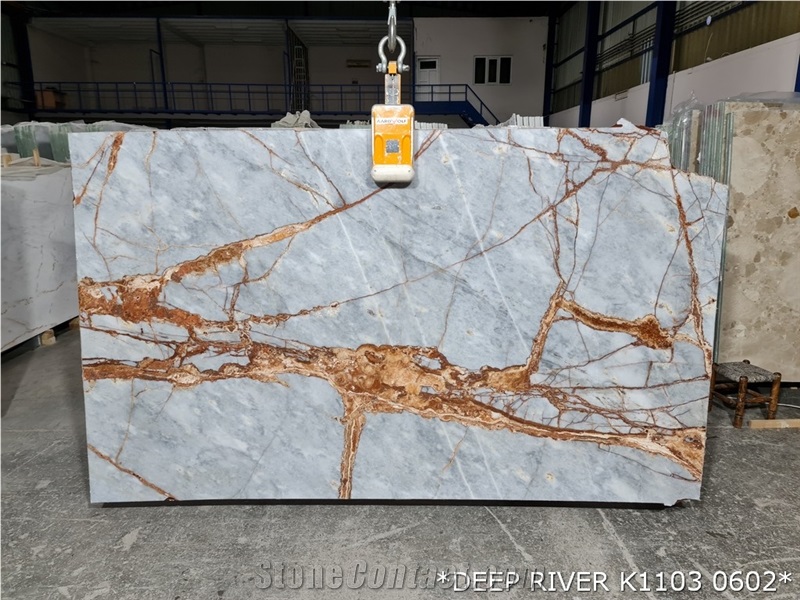 Deep River Grey Marble Slabs