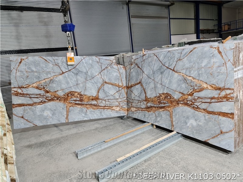 Deep River Grey Marble Slabs