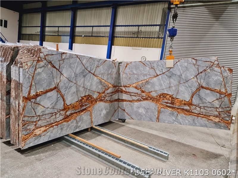 Deep River Grey Marble Slabs