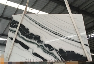 Chinese Panda White Marble Bookmatch Slab For Wall