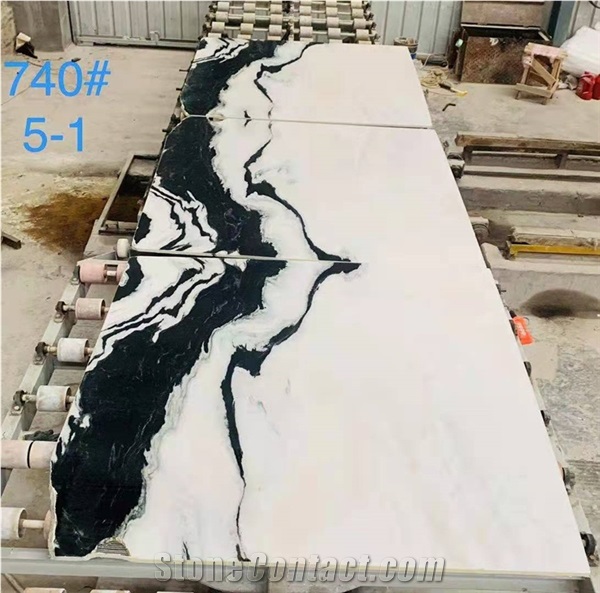Chinese Panda White Marble Bookmatch Slab For Wall