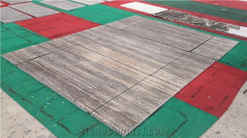 Honed Silver Travertine Honeycomb Panels For Fireplace