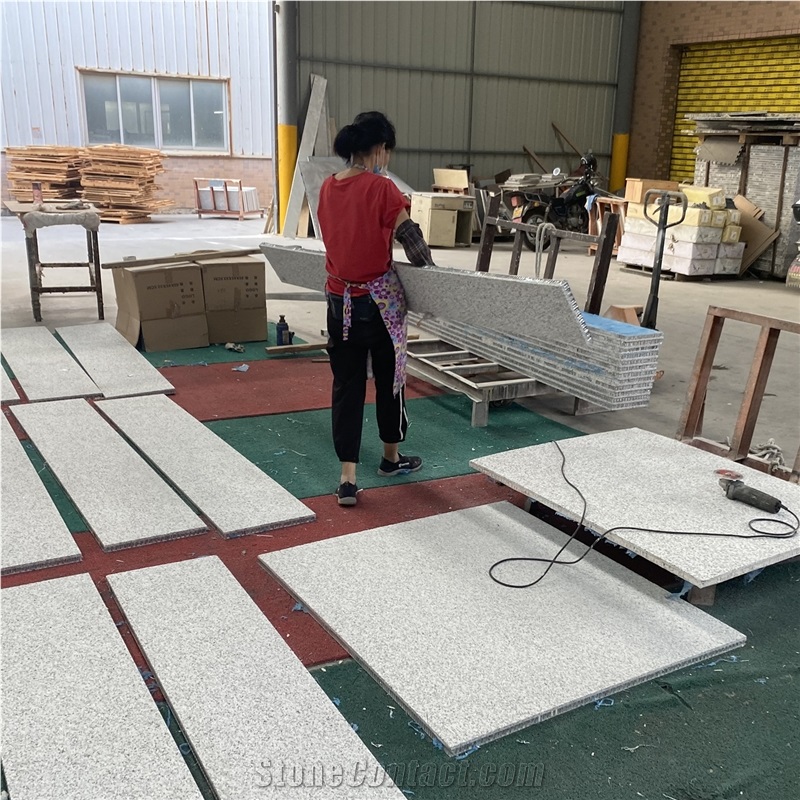 Sandblasted Jilin White Granite Aluminum Honeycomb Panel