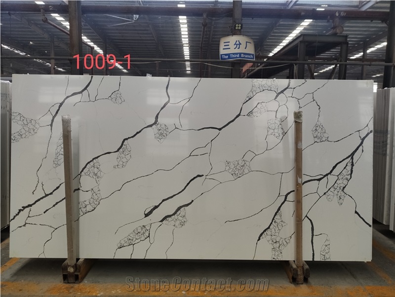 1008-2 White Marble Look Man-Made Stone Quartz Slabs