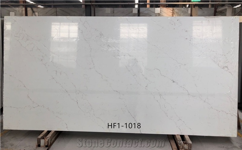 1018 White Marble Look Stone Quartz Slabs