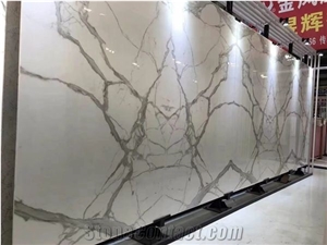Marble Look Crystallized Nano Stone Slabs For Wall Ktichen
