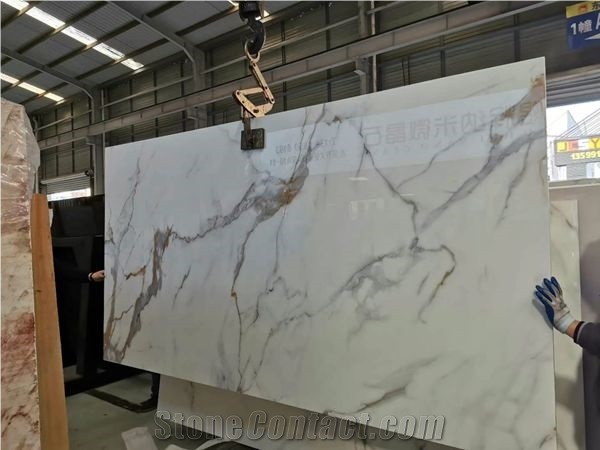White Marble Look Nano Crystallized Glass Slabs