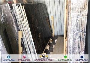 Black And Gold, Pakistani Portoro Marble Slabs