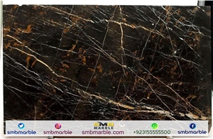 Black & Gold,Pakistani Portoro Marble, Slabs & Tiles
