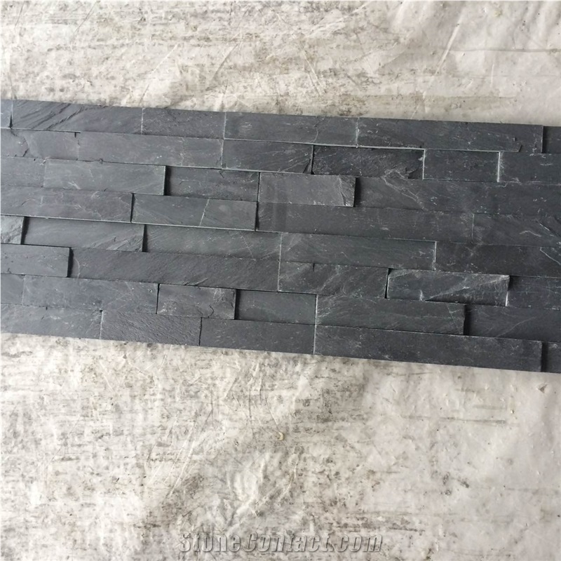 Popular Chinese Black Slate Stone Veneer, Cultured Stone Wall Cladding Panels