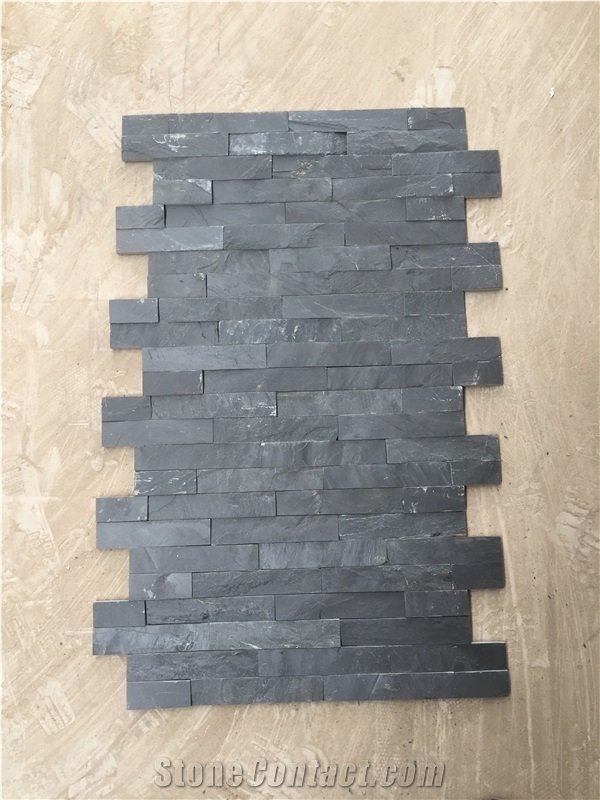 Popular Chinese Black Slate Stone Veneer, Cultured Stone Wall Cladding Panels