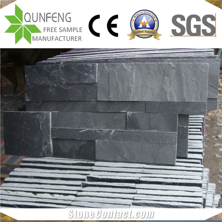 18X35CM China Black Stone Panel Culture Slate Wall Cladding