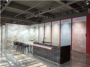 China Classical Red Pattern Sintered Stone Interior Wall Decoration Stone