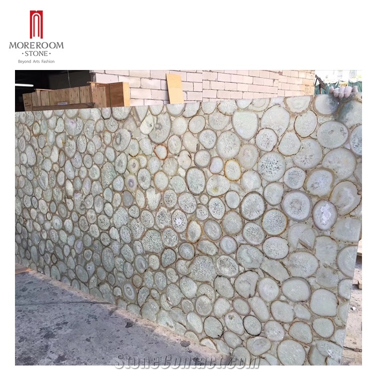Gemstone White Agate Slab For Wall