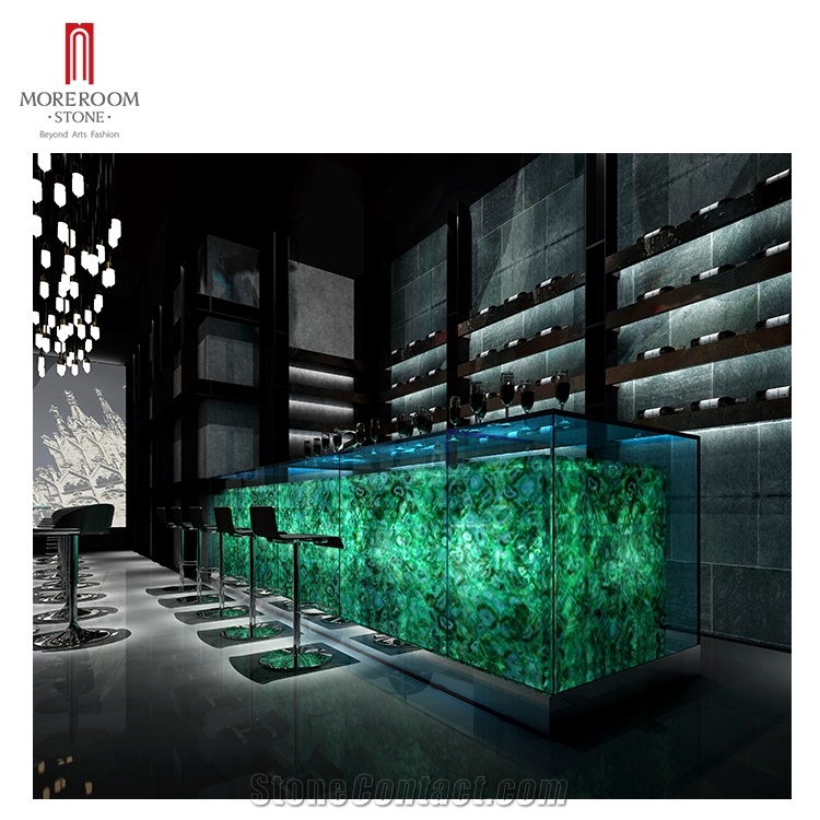Green Semiprecious Stone For LED Restaurant Bar