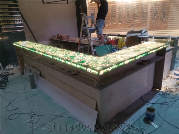 Green Semiprecious Stone For LED Restaurant Bar