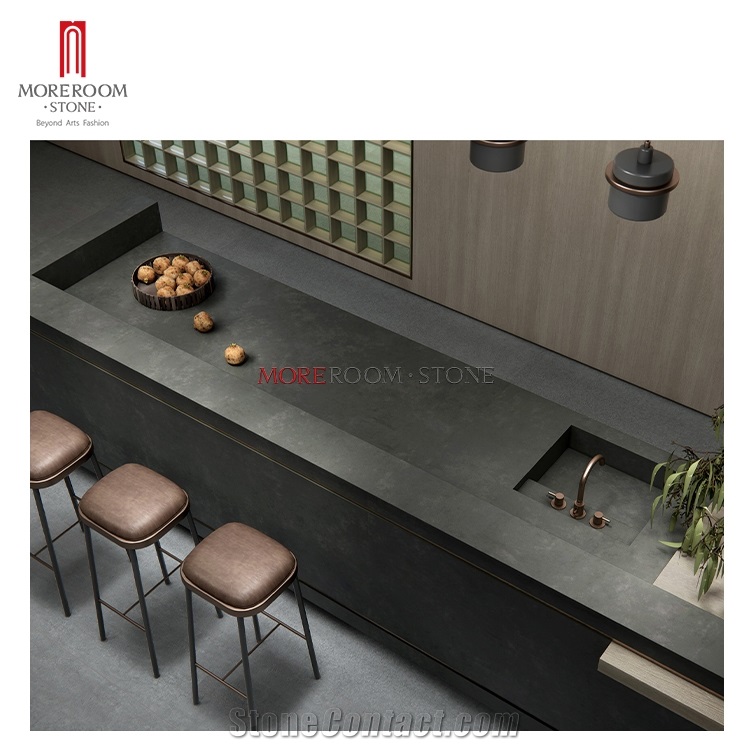 Grey Marble Look Porcelain Kitchen  Countertop Slab