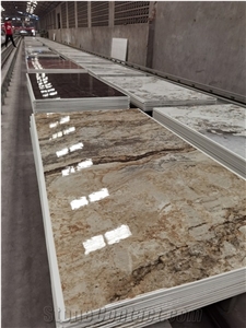 Marble Look Bookmatch Yellow Landscape Painting Marble Tiles