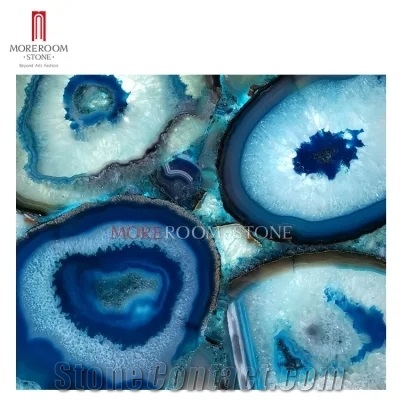 Translucent Blue Gemstone Slabs, Azul Semiprecious Stone