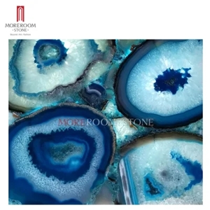 Translucent Blue Gemstone Slabs, Azul Semiprecious Stone