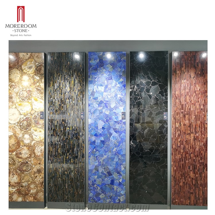 Translucent Blue Gemstone Slabs, Azul Semiprecious Stone