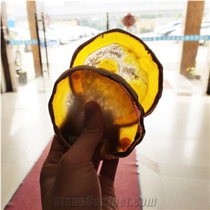 White Blue Pink Agate Rubane With Gold Leaf Slabs & Tiles