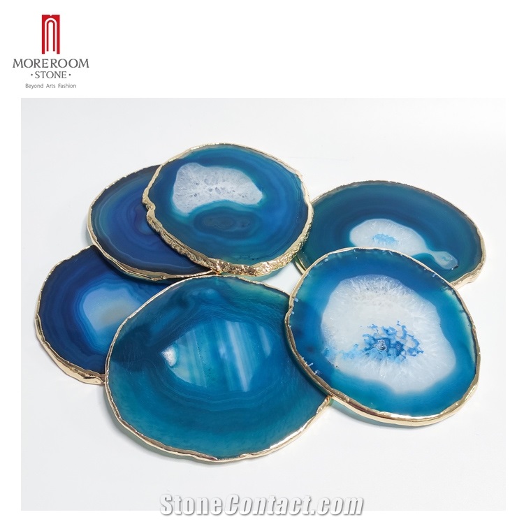 White Gemstone Onyx Marble Tray Coasters With Handles