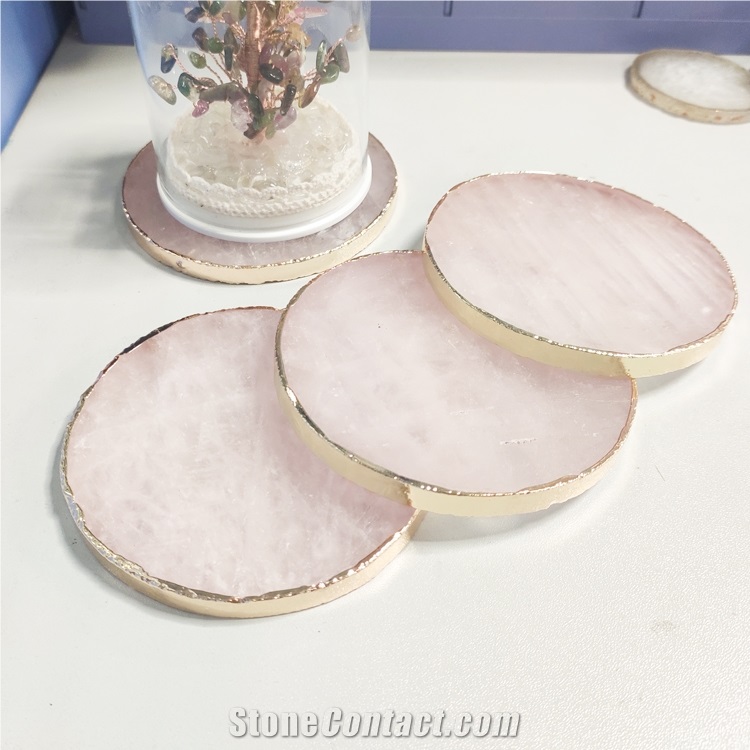 Delicate Purple Onyx Gemstones Crystals Square Coasters