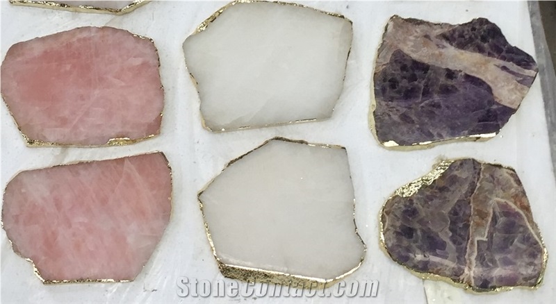Delicate Purple Onyx Gemstones Crystals Square Coasters