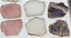 Delicate Purple Onyx Gemstones Crystals Square Coasters