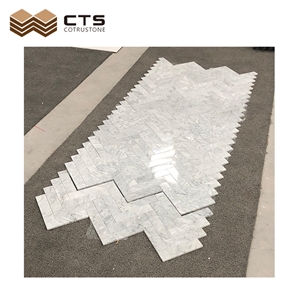 Herringbone Carrara White Marble Mosaic Bathroom Wall Tiles