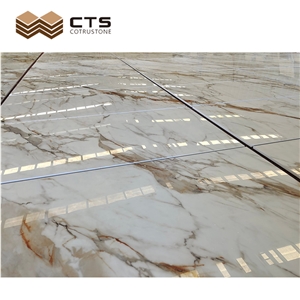 Nature White Marble Calacatta Gold Tiles For Luxury Floor