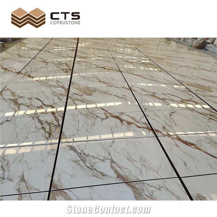 Nature White Marble Calacatta Gold Tiles For Luxury Floor