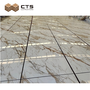 Nature White Marble Calacatta Gold Tiles For Luxury Floor