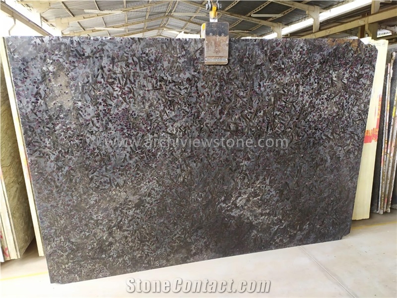 Backlit Ruby Meteorus Night Rose Granite Slabs