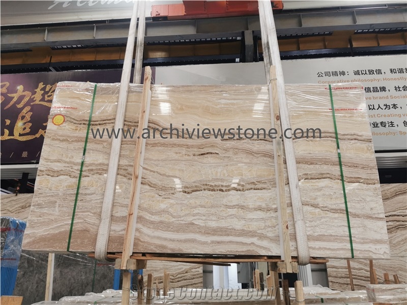 Bookmatched Brown Traonyx Jade Travertine Slabs
