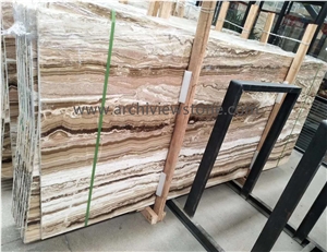 Bookmatched Brown Traonyx Jade Travertine Slabs
