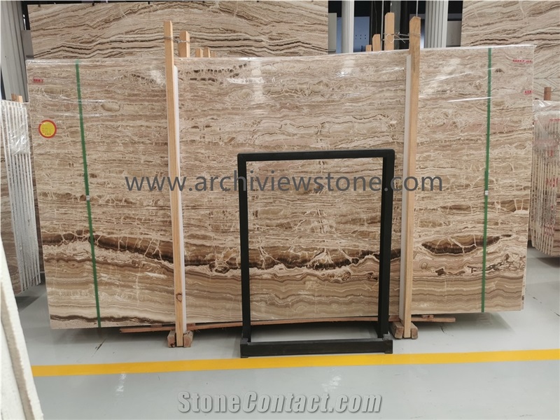 Bookmatched Brown Traonyx Jade Travertine Slabs