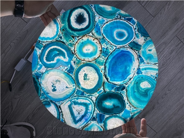Translucent Agate Sheet Round Alabaster Table Top