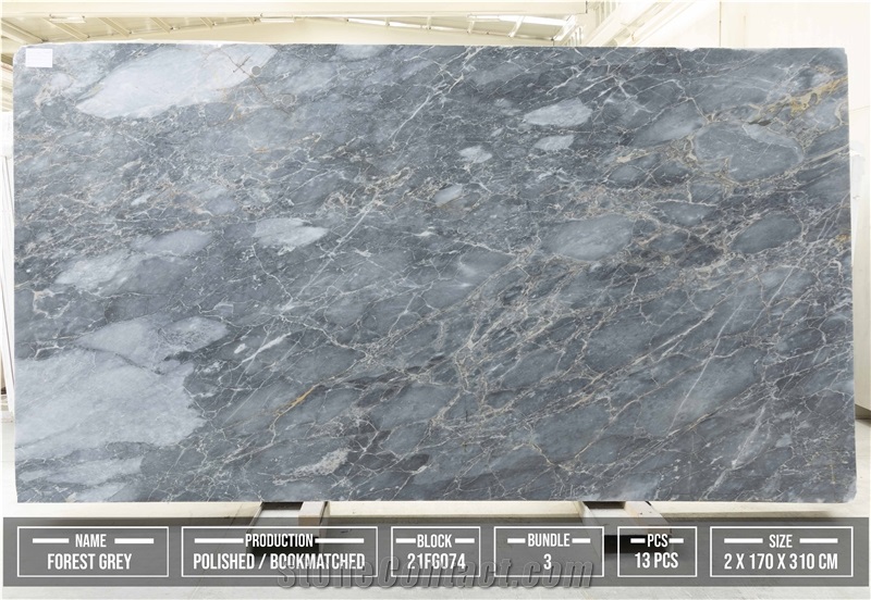 Forest Gray Marble Slabs, Tiles