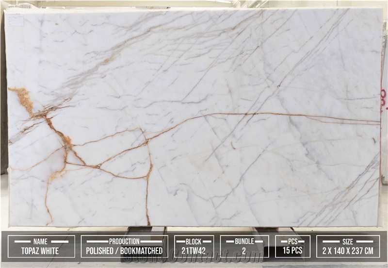 Topaz White Marble Slabs, Tiles
