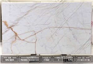 Topaz White Marble Slabs, Tiles