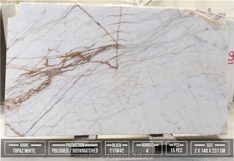 Topaz White Marble Slabs, Tiles