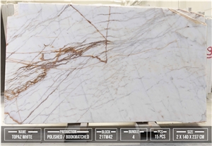 Topaz White Marble Slabs, Tiles