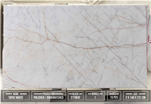 Topaz White Marble Slabs, Tiles