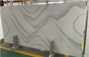 Artificial Stone Calacatta Grey Quartz With Blue Veins