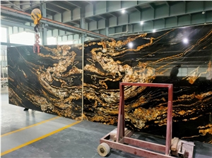 Exotic Granite Tiles With Golden Vein For Commercial Project
