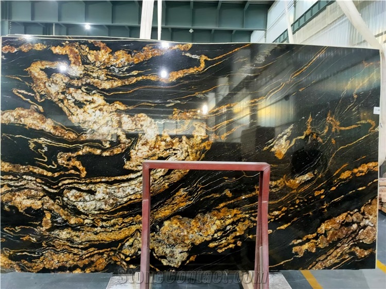 Exotic Granite Tiles With Golden Vein For Commercial Project